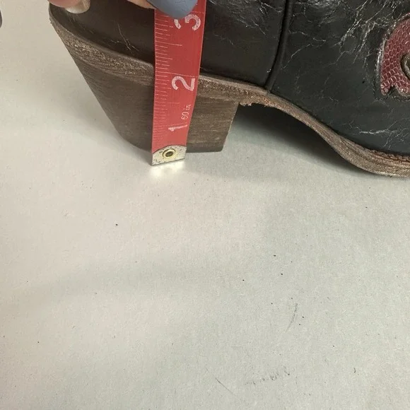 Corral Vintage Black Leather Lizard Inlay Cowboy C2115 Boots Womens Size 7.5 - Picture 14 of 16